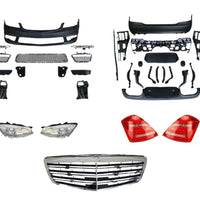Kit complet upgrade estetic AMG pentru Mercedes S-Class W221 – include bare față/spate, grilă, faruri, stopuri