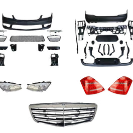 Kit complet upgrade estetic AMG pentru Mercedes S-Class W221 – include bare față/spate, grilă, faruri, stopuri