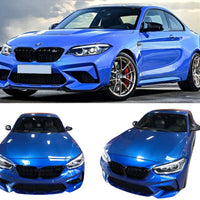 Set complet bară față M2 Competition pentru BMW Seria 1 F20/F21 LCI (2015–2019), include grile fagure, suport senzori PDC și mască 
