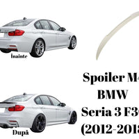 Spoiler M4 Look alb din ABS pentru BMW Seria 3 F30 Sedan (2012–2018), vedere frontală componentă tuning auto.