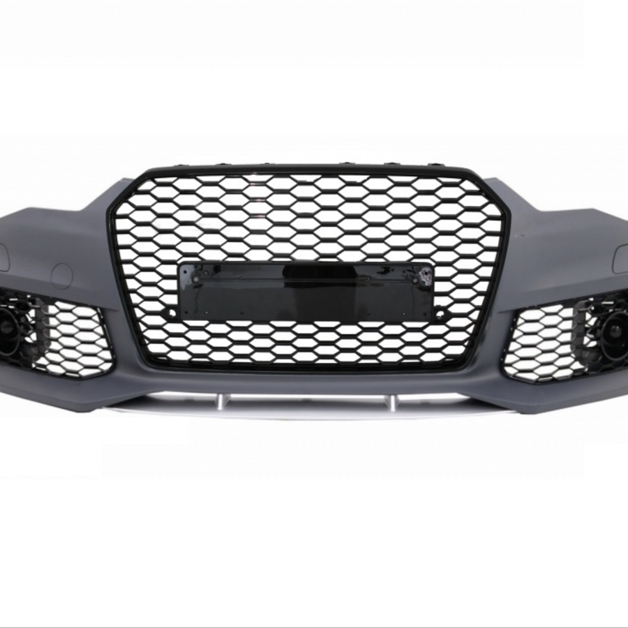 Bară față RS4 Design compatibilă cu Audi A4 B9 2016–2019, cu grilă fagure negru, look sportiv, produs aftermarket