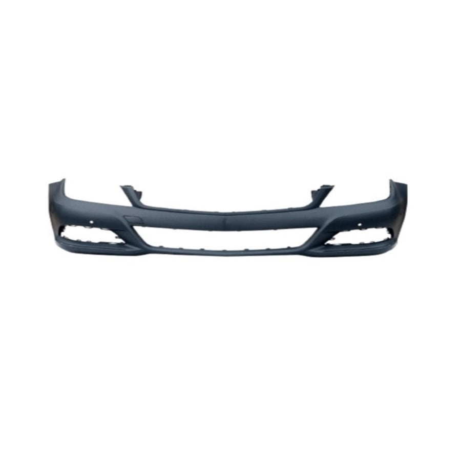 Bară față sport compatibilă cu Mercedes Clasa C W204 Facelift 2011–2015, fabricată din polipropilenă durabilă, pregătită pentru vopsire, produs aftermarket.