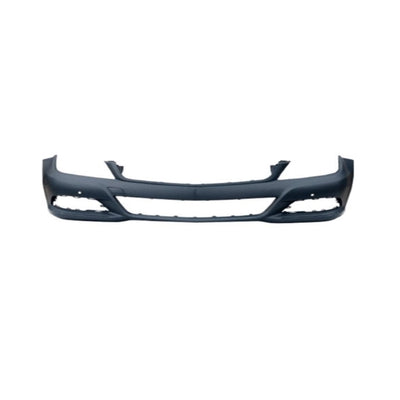 Bară față sport compatibilă cu Mercedes Clasa C W204 Facelift 2011–2015, fabricată din polipropilenă durabilă, pregătită pentru vopsire, produs aftermarket.