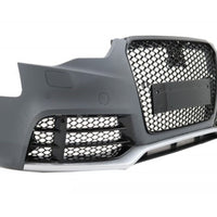 Colaj cu bară față RS5 pentru Audi A5 8T, prezentată din mai multe unghiuri, cu vedere frontală, laterală și interior