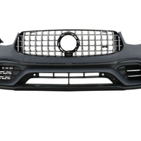 Kit exterior complet AMG 63S pentru Mercedes GLC X253 2020+, include bare față/spate, grilă, ornamente evacuare și prelungiri aripi.