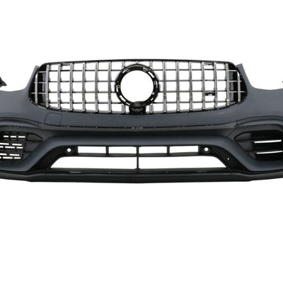 Bară față AMG 63S cu grilă Panamericana cromată, compatibilă cu Mercedes GLC X253 facelift 2020+, fabricată din polipropilenă rezistentă.