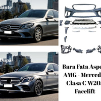Kit frontal sport AMG pentru Mercedes Clasa C W205 Facelift, bară față cu grilă, difuzor și accesorii montaj