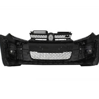  Kit complet bară față și grilă GTI compatibil cu Volkswagen Golf 6 MK6 (2009–2012), vedere frontală cu design fagure și contur roșu