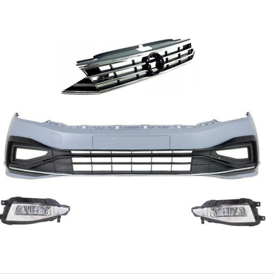 Bară față completă R-Line Volkswagen Passat B8/B8.5 cu grilă și proiectoare – upgrade estetic sport aftermarket