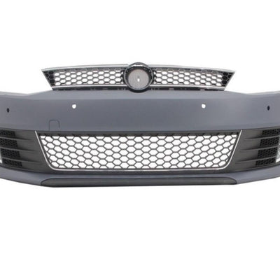 Bară față aftermarket GLI design pentru VW Jetta 2012–2015, cu grilă tip fagure și orificii pentru senzori