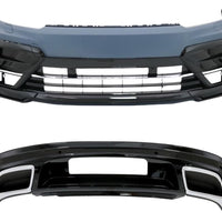 Kit exterior R-Line pentru Volkswagen Tiguan 2016–2021, conține toate piesele: bare, grilă, difuzor, ornamente, suporturi și prinderi.