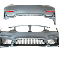 Piese individuale ale kitului exterior M4 Design pentru BMW F36 Gran Coupe – bară față, bară spate, praguri laterale