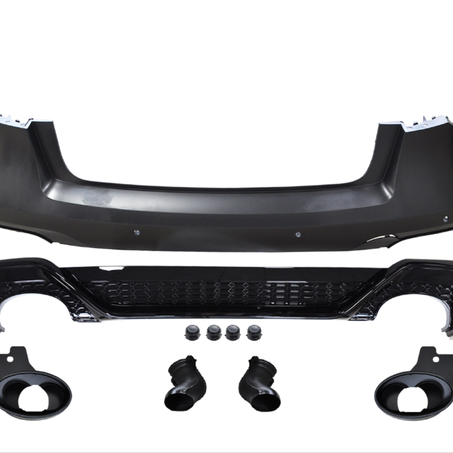 Kit bară spate RS6 Design complet pentru Audi A6 C8 cu difuzor sportiv și ornamente evacuare