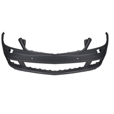 Bară față din polipropilenă pentru Mercedes C-Class W204 (2007–2010), design OEM, compatibilă cu senzori parcare (PDC), pregătită pentru vopsire
