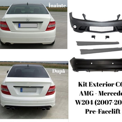 Upgrade complet al părții din spate Mercedes Clasa C W204 cu kit exterior AMG C63 – rezultat profesional.