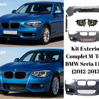 Imagine detaliată cu toate componentele din kitul M-Tech pentru BMW F20, inclusiv bară față, bară spate, praguri laterale și proiectoare ceată – compatibil cu modelele 2012-2015, fabricat din polipropilenă rezistentă.
