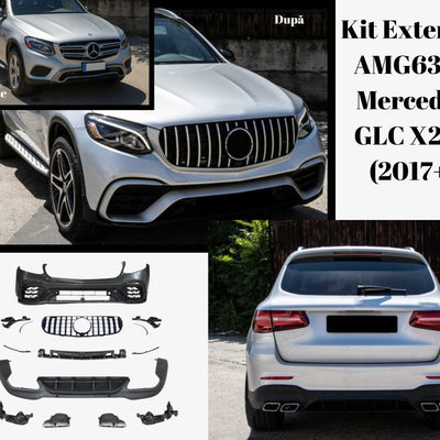Colaj înainte/după cu kit exterior AMG63S pentru GLC X253 – evidențierea diferențelor între versiunea standard și cea sport.