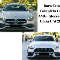 Componentele complete ale kitului de bara fata C63 AMG pentru Mercedes Clasa C W206 (2021+), prezentate in plan detaliat