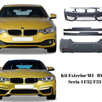 Kit exterior complet M4 Look pentru BMW F32/F33, include bară față, bară spate și praguri laterale – upgrade estetic sportiv.