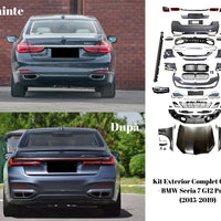 Kit exterior tuning G12 LCI pentru BMW G12 pre LCI – set complet upgrade sport față/spate, capotă, faruri și stopuri LED