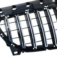 Grilă sport GTR gri pentru Mercedes CLA W117 2016–2018, unghi frontal, design cu bare verticale, finisaj premium ABS.