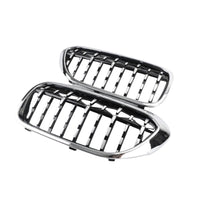 Set complet grilă frontală BMW Seria 5 G30/G31 Pre LCI (2017–2019), design Diamond Chrome, vedere frontală, material ABS premium cu finisaj cromat și negru lucios, stil sportiv și elegant.