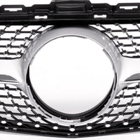 Grilă frontală Diamond gri crom compatibilă Mercedes C-Class W205 2014–2018, design premium din ABS cu finisaje elegante.