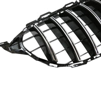 Grilă auto GTR gri/crom compatibilă cu Mercedes C-Class W205 (2019+), imagine frontală detaliată a componentei, design sportiv din ABS.