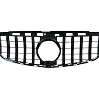 Imagine frontală cu grilă GTR neagră pentru Mercedes E-Class W212 Facelift (2013–2015), fabricată din plastic ABS rezistent, design sportiv și elegant.