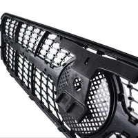 Grilă Diamond gri crom Mercedes C-Class W204 (2007–2014), design sportiv și elegant, material ABS de calitate, vedere frontală completă.