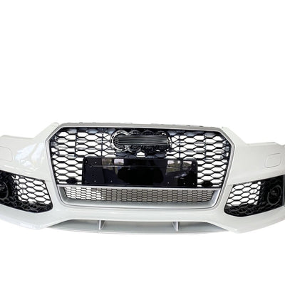 Bară față sportivă albă cu grilă neagră și detalii cromate, design RS7 pentru modelul Audi A7 4G8 Facelift