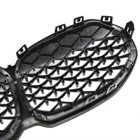 Grilă auto diamant BMW Seria 1 F40 (2019+), finisaj negru lucios, componentă frontală aftermarket din plastic ABS rezistent.