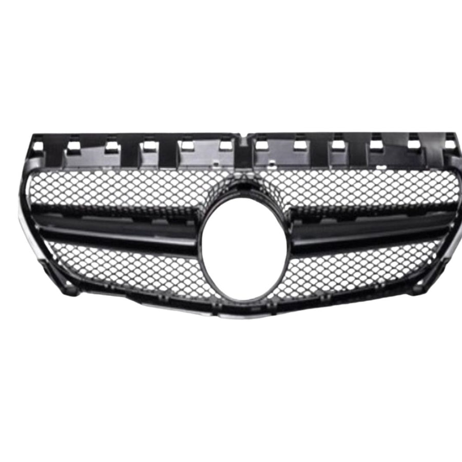 Grilă frontală CLA 45 Look Negru compatibilă cu Mercedes CLA W117 2013–2015, fabricată din ABS rezistent, design sportiv tip plasă.