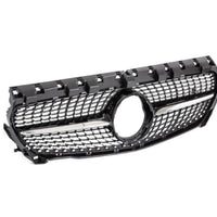 Vedere frontală grilă CLA 45 Look gri pentru Mercedes CLA W117 (2013–2015), fabricată din ABS rezistent, stil sportiv și elegant.