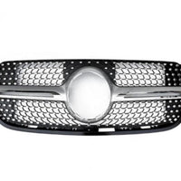 Grilă Diamond aftermarket pentru Mercedes X-Class W470, vedere frontală, design crom-negru cu inserții tip diamant, material ABS rezistent.