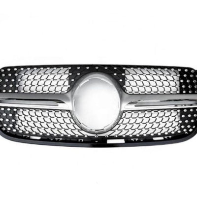 Grilă Diamond aftermarket pentru Mercedes X-Class W470, vedere frontală, design crom-negru cu inserții tip diamant, material ABS rezistent.