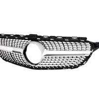 Grilă frontală Diamond gri crom compatibilă Mercedes C-Class W205 2014–2018, design premium din ABS cu finisaje elegante.