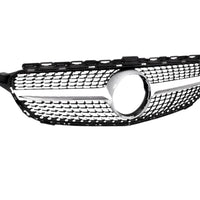 Grilă frontală Diamond gri crom compatibilă Mercedes C-Class W205 2014–2018, design premium din ABS cu finisaje elegante.
