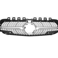 Grilă auto Diamond gri compatibilă cu Mercedes A-Class W177 2019+, design elegant din ABS, prezentare frontală a componentului.