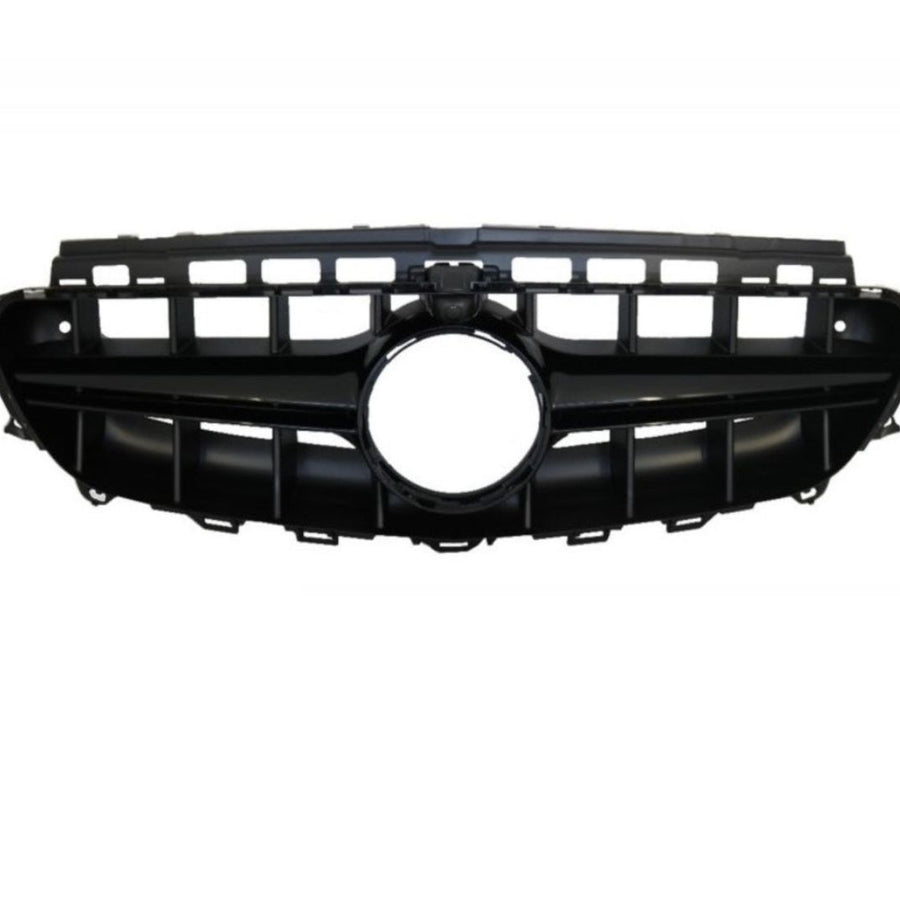 Grilă E63 Look neagră pentru Mercedes E-Class W213, fabricată din ABS de calitate, vedere frontală completă pe fundal alb.