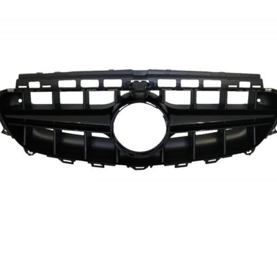 Grilă E63 Look neagră pentru Mercedes E-Class W213, fabricată din ABS de calitate, vedere frontală completă pe fundal alb.