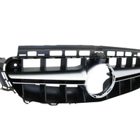 Imagine cu grilă E63 Look gri pentru Mercedes-Benz E-Class W213 (2016–2019), vedere frontală, piesă auto aftermarket din ABS rezistent.
