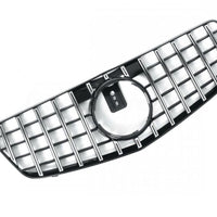 Grilă auto GTR Look gri pentru Mercedes E-Class W212 Sedan și T-Modell 2009–2012, plastic ABS rezistent, vedere frontală pe fundal alb.