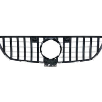 Grilă frontală GTR Look gri cu finisaj cromat pentru Mercedes GLE Coupe C292, vedere frontală, componentă aftermarket din ABS re