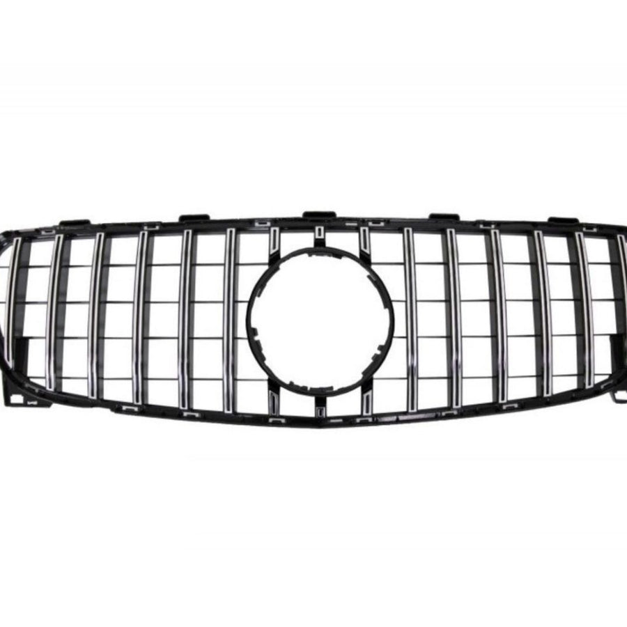 Grilă auto GTR Look negru pentru Mercedes GLA X156 2016–2020, vedere frontală piesă plastic ABS cu bare verticale