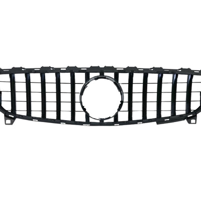 Grilă neagră GTR pentru Mercedes A-Class W176 (2012–2015), vedere detaliată a structurii complete a piesei aftermarket.