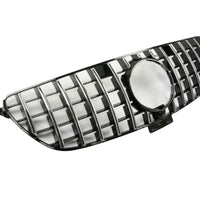 Grilă frontală GTR Look gri cu finisaj cromat pentru Mercedes GLE Coupe C292, vedere frontală, componentă aftermarket din ABS re