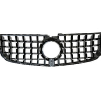 Grilă GTR neagră pentru Mercedes Vito W447 (2015-2019), prezentată împreună cu rama superioară, material ABS rezistent, vedere frontală pe fundal alb.