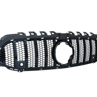 Grilă GTR Mesh Style negru pentru Mercedes A-Class W177 (2019+), vedere frontală, design sportiv tip fagure, material ABS rezistent.