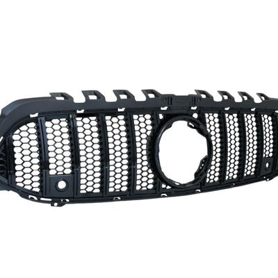 Grilă GTR Mesh Style negru pentru Mercedes A-Class W177 (2019+), unghi lateral dreapta, design sportiv tip fagure, plastic ABS premium.